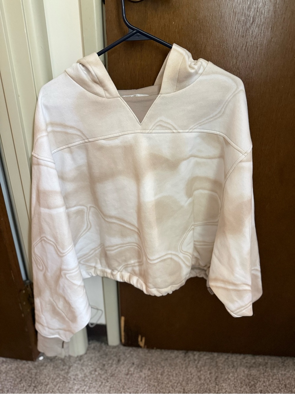 Women's Cream Cropped Hoodie Sweatshirt